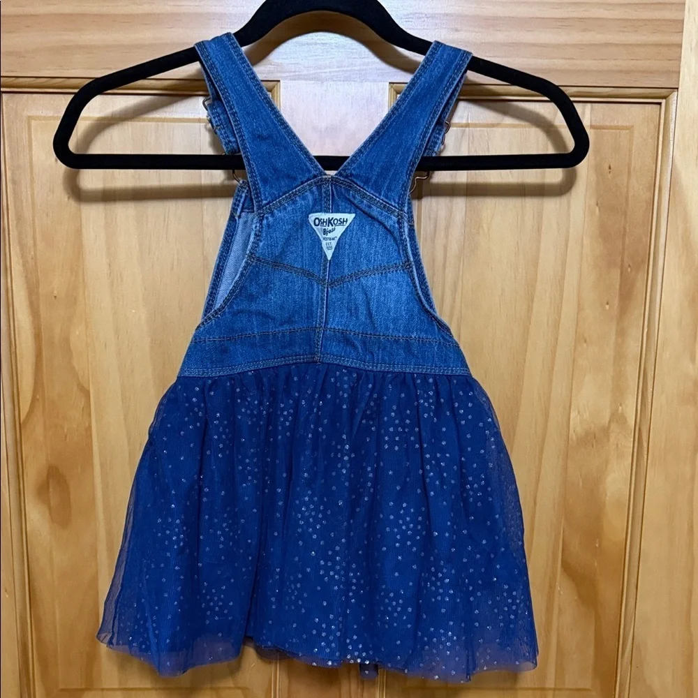 OshKosh B'gosh Blue Denim Skirtall with Tulle & Glitter Sparkles, Size 4T